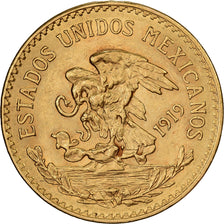 Mexico, 20 Pesos, 1919, Mexico City, Gold, AU(55-58), KM:478