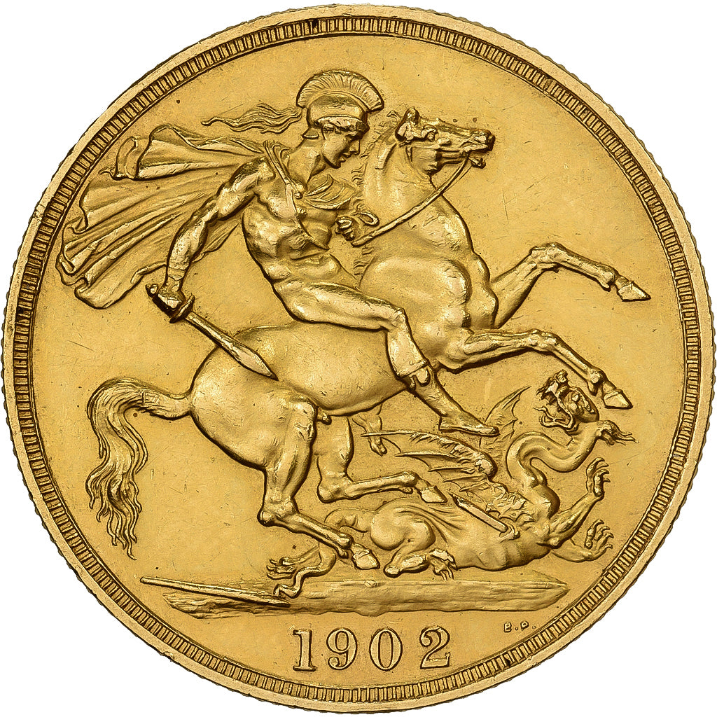 Great Britain, Edward VII, 2 Pounds, 1902, Rare, Gold, MS(60-62), KM:806