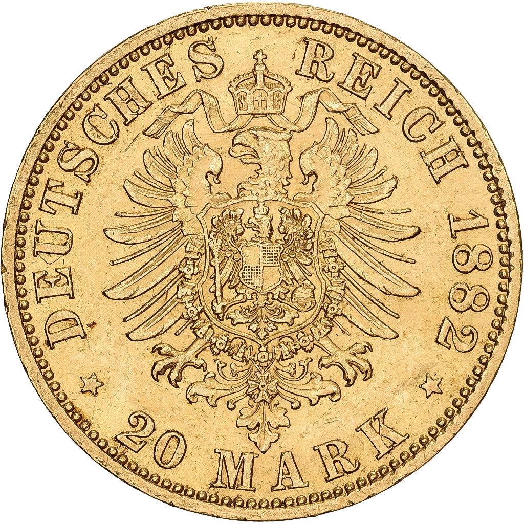 Deutsch Staaten, PRUSSIA, Wilhelm I, 20 Mark, 1882, Berlin, Gold, VZ, KM:505