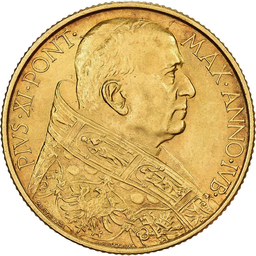 Vatican, Pius XI, 100 Lire, 1933-1934, Gold, MS(63), KM:19