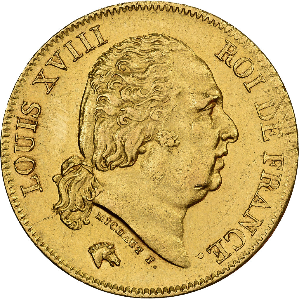 France, Louis XVIII, 40 Francs, 1818, Lille, Or, SUP, Gadoury:1092, KM:713.6