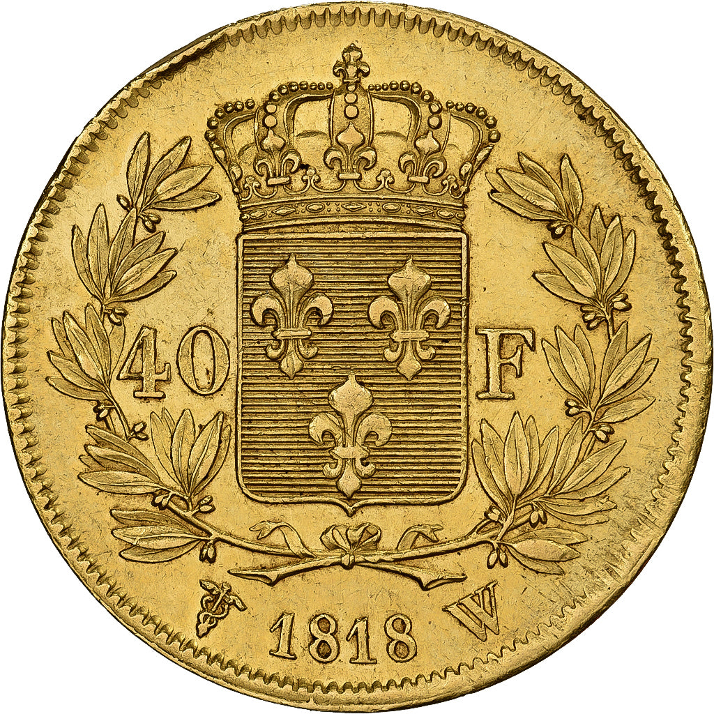 France, Louis XVIII, 40 Francs, 1818, Lille, Or, SUP, Gadoury:1092, KM:713.6