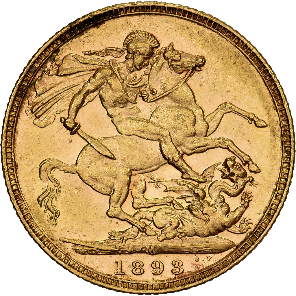 Australie, Victoria, Sovereign, 1893, Melbourne, Souverain, Or, SUP, KM:10