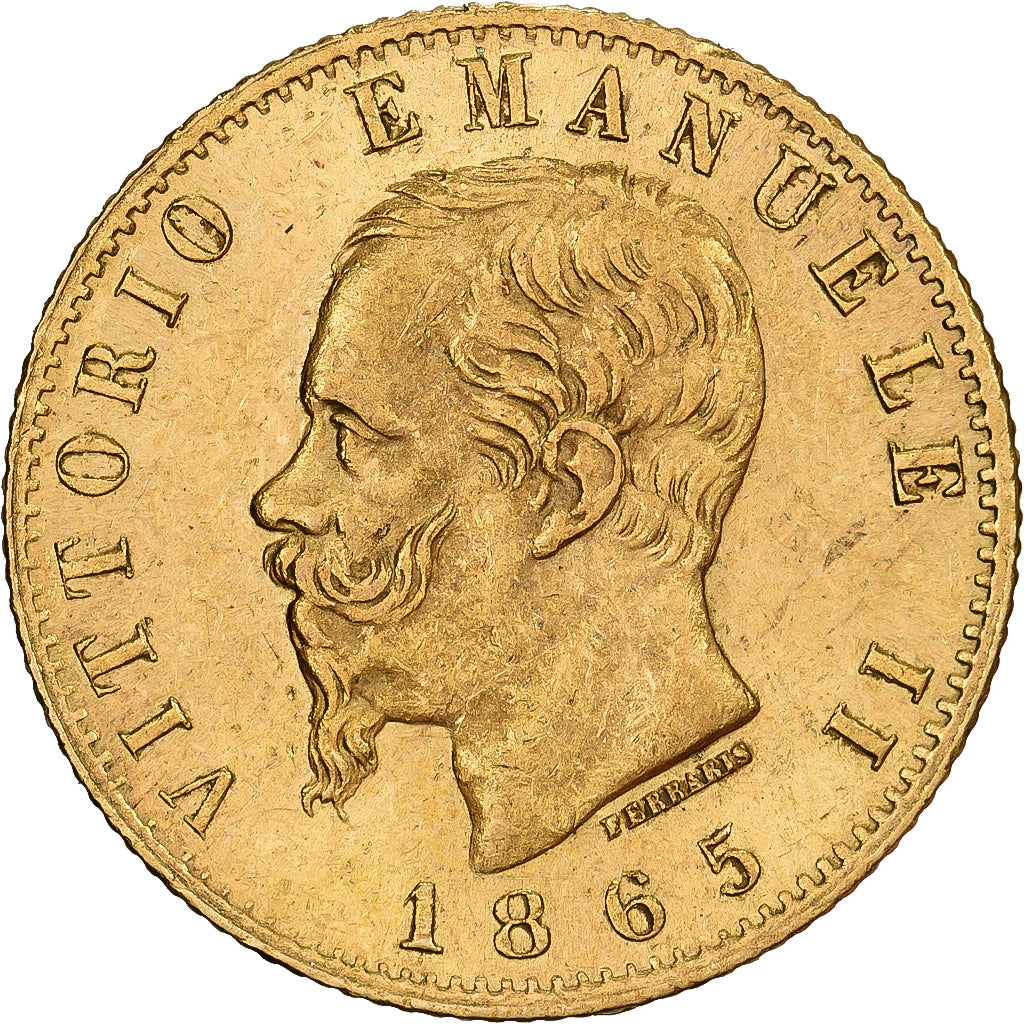 Włochy, Vittorio Emanuele II, 20 Lire, 1865, Torino, Złoto, MS(60-62), KM:10.1