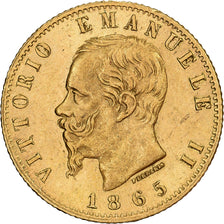 Włochy, Vittorio Emanuele II, 20 Lire, 1865, Torino, Złoto, MS(60-62), KM:10.1