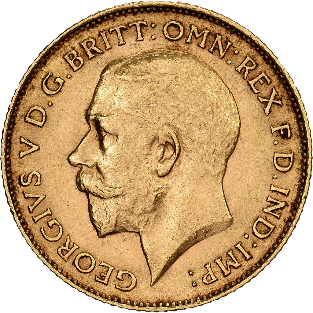 Great Britain, George V, 1/2 Sovereign, 1913, Gold, MS(60-62), KM:819
