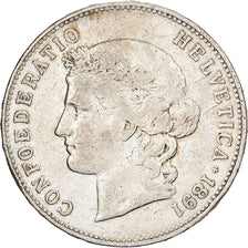 Switzerland, 5 Francs, 1891, Bern, Silver, VF(20-25), KM:34