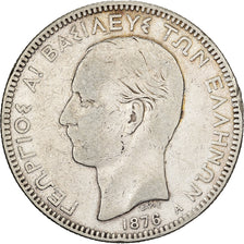 Greece, George I, 5 Drachmai, 1876, Paris, Silver, VF(20-25), KM:536