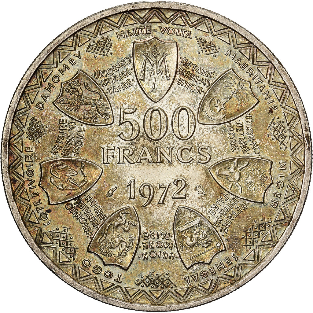 Stati dell'Africa occidentale, 500 Francs, 1972, Argento, SPL, KM:7