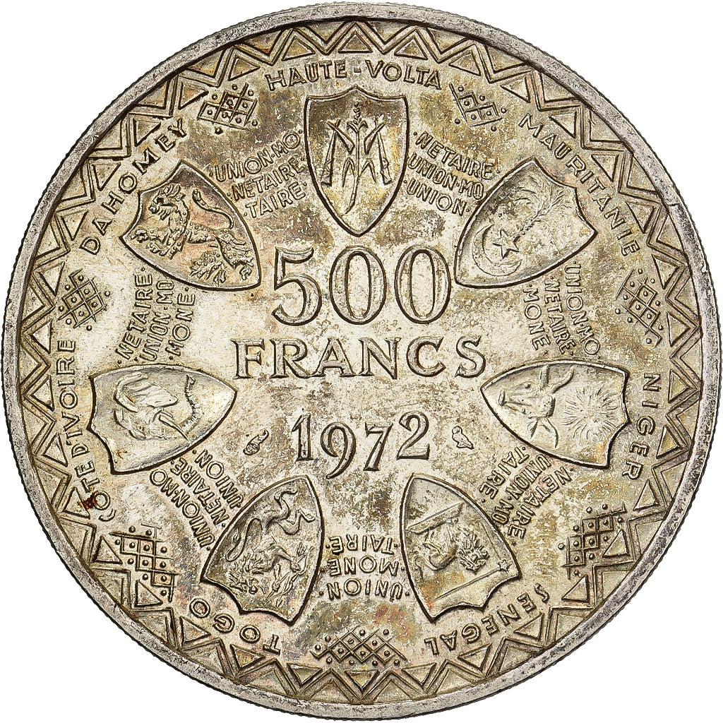 Stati dell'Africa occidentale, 500 Francs, 1972, Argento, SPL, KM:7