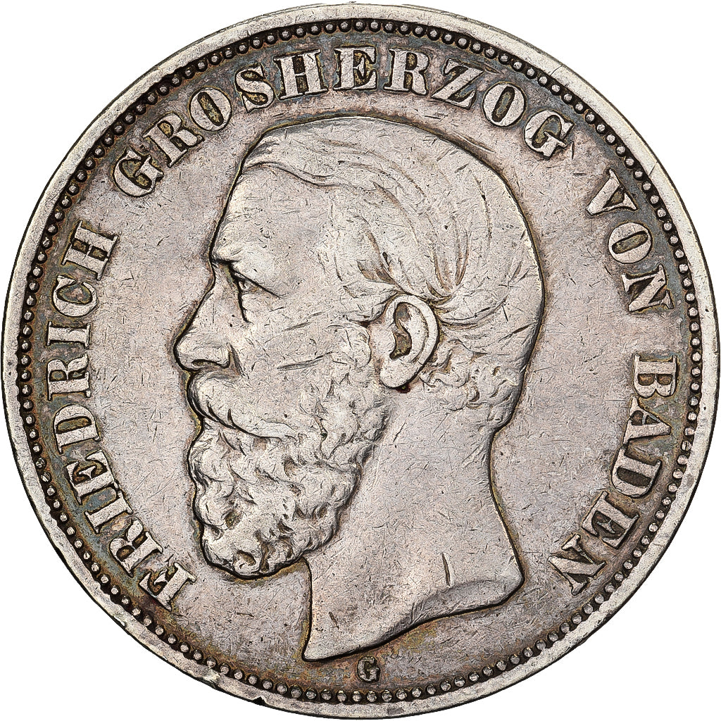 Duitse staten, BADEN, Friedrich I, 5 Mark, 1901, Karlsruhe, Zilver, ZF, KM:268