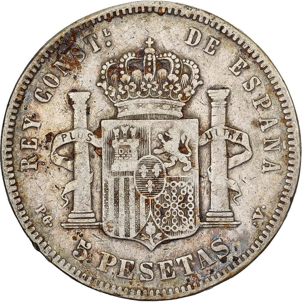 Spain, Alfonso XIII, 5 Pesetas, 1894, Valencia, Silver, VF(20-25), KM:700