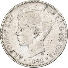Spain, Alfonso XIII, 5 Pesetas, 1898, Valencia, Silver, VF(30-35), KM:707
