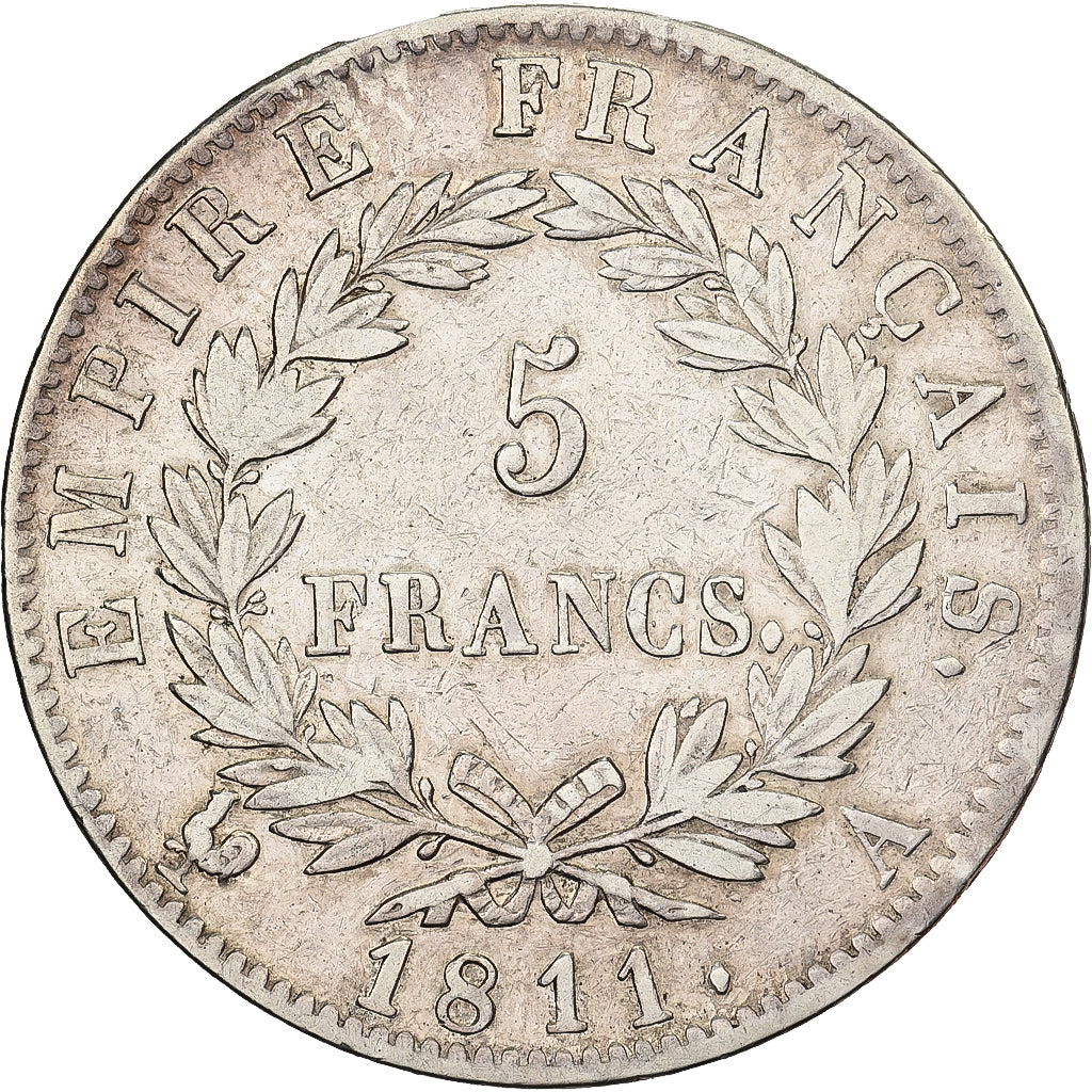 Francia, Napoleon I, 5 Francs, 1811, Paris, Argento, BB, Gadoury:584, KM:694.1