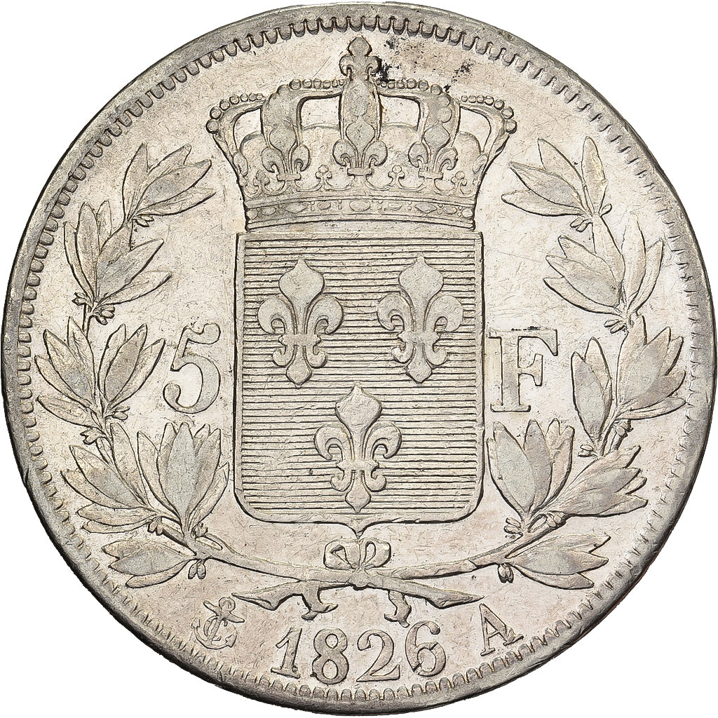Frankreich, Charles X, 5 Francs, 1826, Paris, Silber, SS, Gadoury:643, KM:720.1