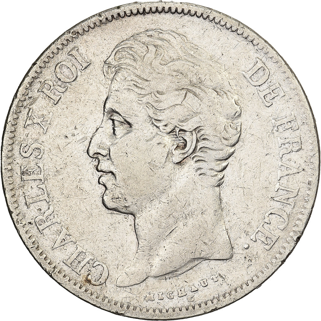 France, Charles X, 5 Francs, 1828, Lyon, Silver, VF(20-25), Gadoury:644
