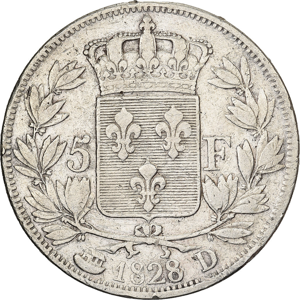 France, Charles X, 5 Francs, 1828, Lyon, Silver, VF(20-25), Gadoury:644
