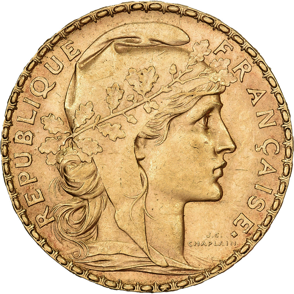 Francja, 20 Francs, Marianne, 1900, Paris, Złoto, AU(50-53), Gadoury:1064