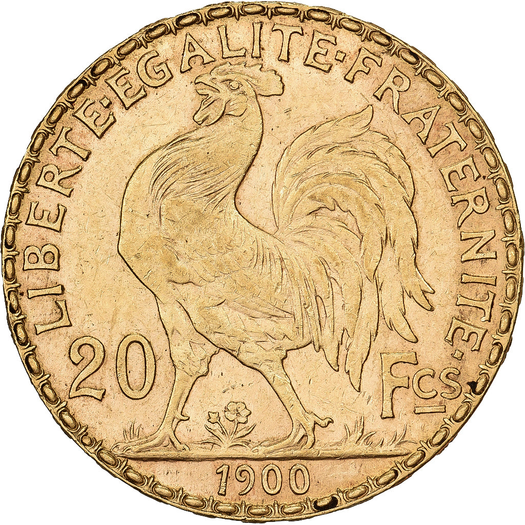 Francja, 20 Francs, Marianne, 1900, Paris, Złoto, AU(50-53), Gadoury:1064