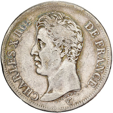 France, 5 Francs, Charles X, 1825, Limoges, Silver, VF(20-25), KM:720.6