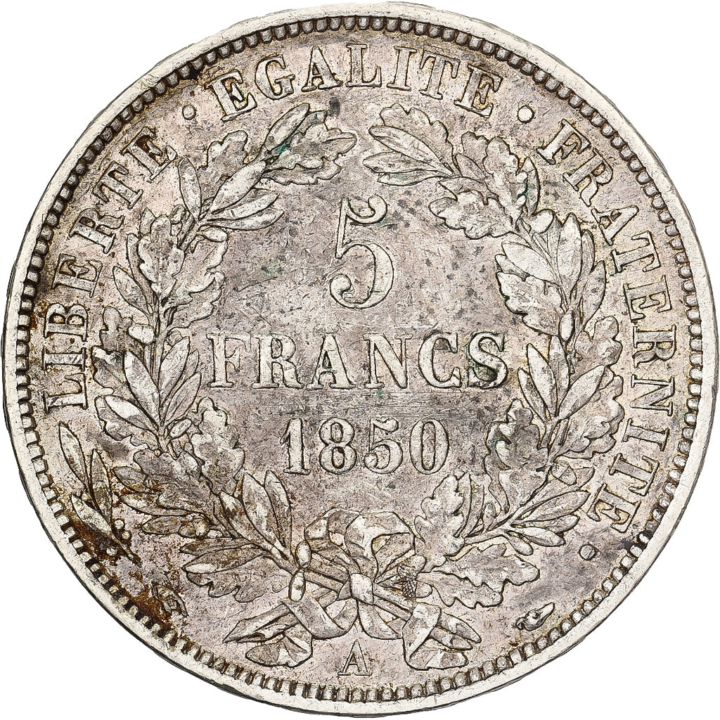 France, 5 Francs, Cérès, 1850, Paris, Argent, TTB, Gadoury:719, Le
