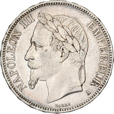 França, 5 Francs, Napoléon III, 1867, Strasbourg, Prata, AU(50-53), KM:799.2