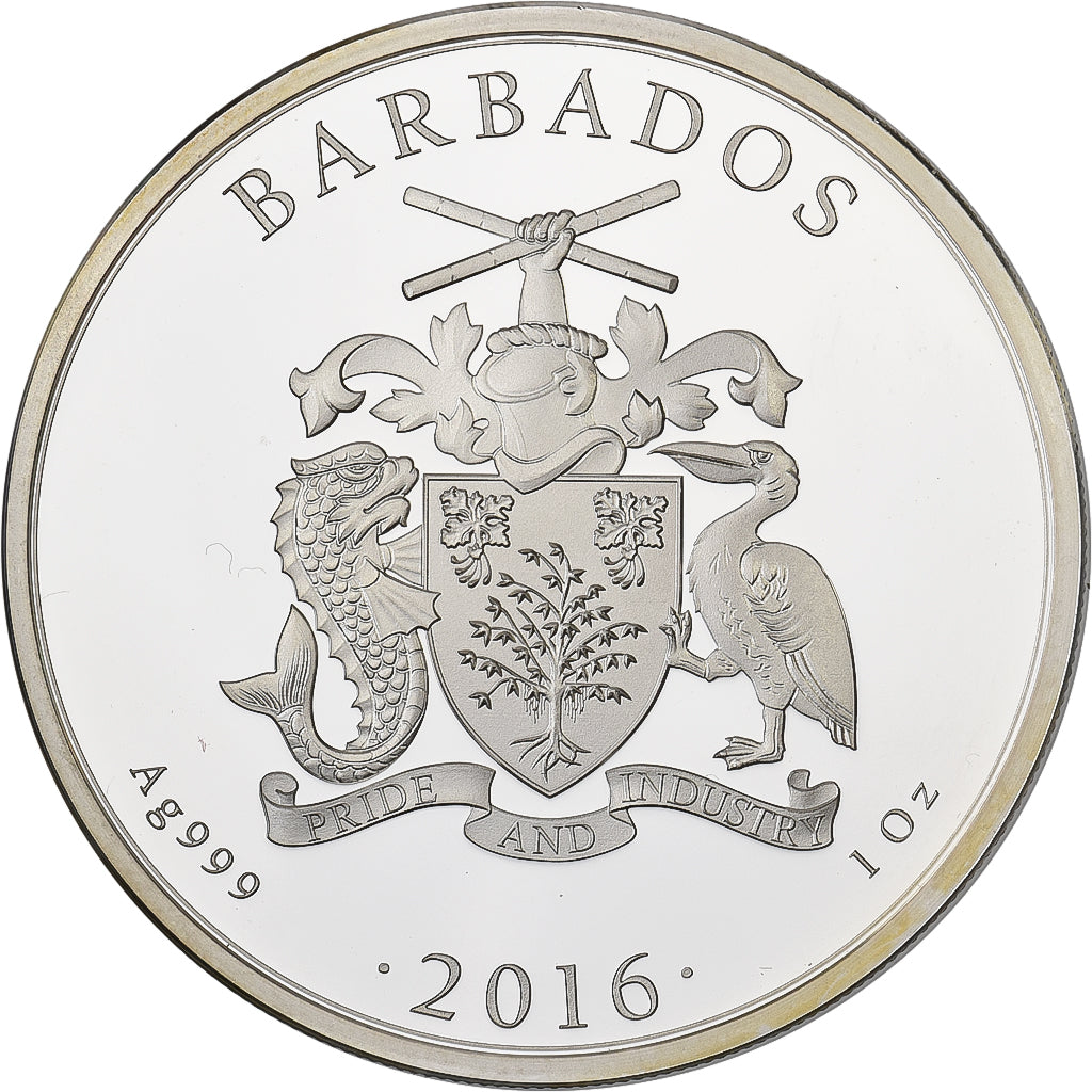 Barbados, Dollar, 2016, Karlsfeld, 1 Oz, F15, Silver, MS(65-70)