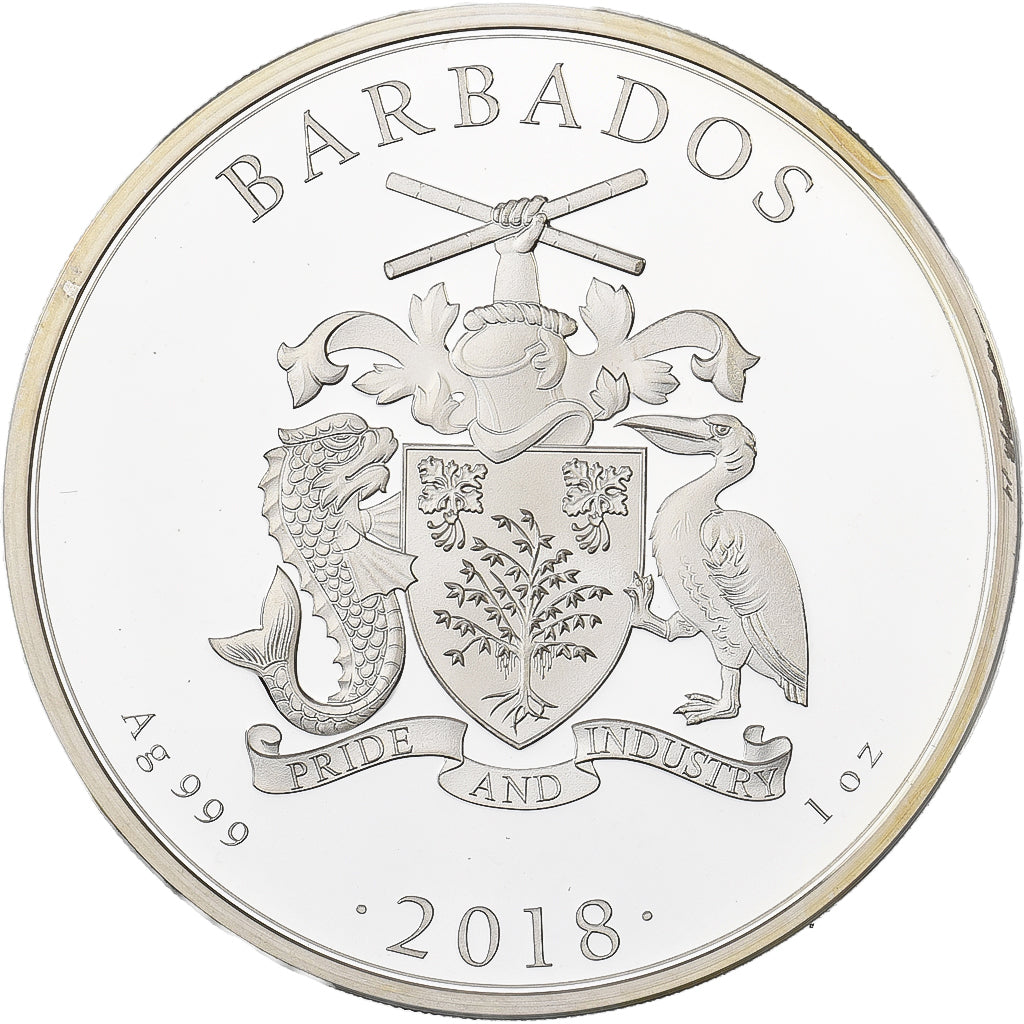Barbados, Dollar, 2018, Karlsfeld, 1 Oz, F15, Plata, FDC