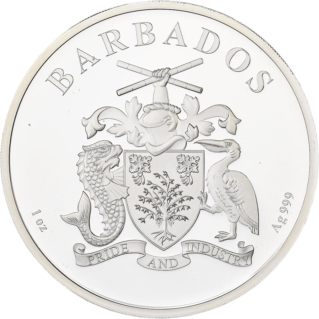 Barbados, Dollar, 2021, Karlsfeld, 1 Oz, F15, Silver, MS(65-70)