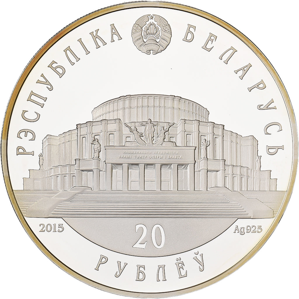 Belarus, 20 Roubles, 2015, Vilnius, 1 Oz, Silver, MS(65-70)