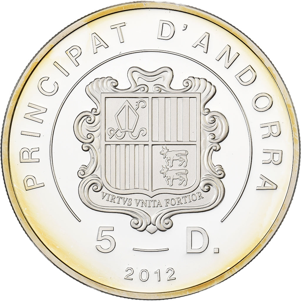 Andorra, 5 Diners, 2012, B.H. Mayer, F15, Srebro, MS(65-70), KM:351