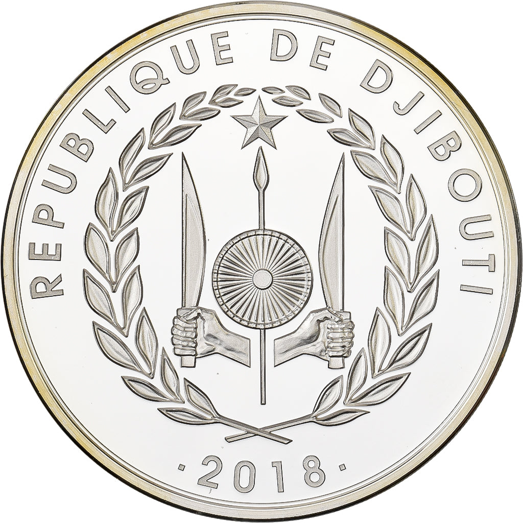 Dżibuti, 250 Francs, 2018, Karlsfeld, 1 Oz, F15, Srebro, MS(65-70)