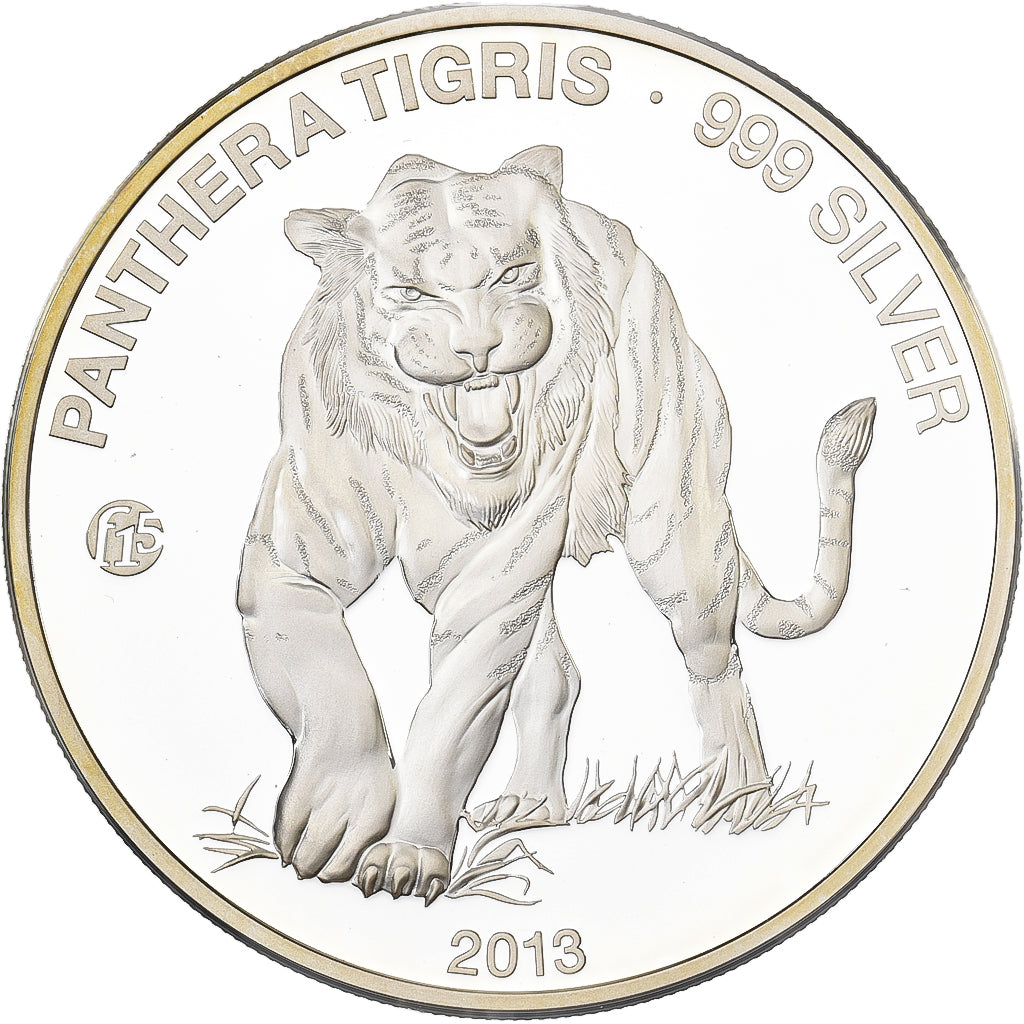 Laos, 1000 Kip, Panthera Tigris, 2013, F15, Silver, MS(65-70)