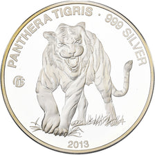 Laos, 1000 Kip, Panthera Tigris, 2013, F15, Silver, MS(65-70)
