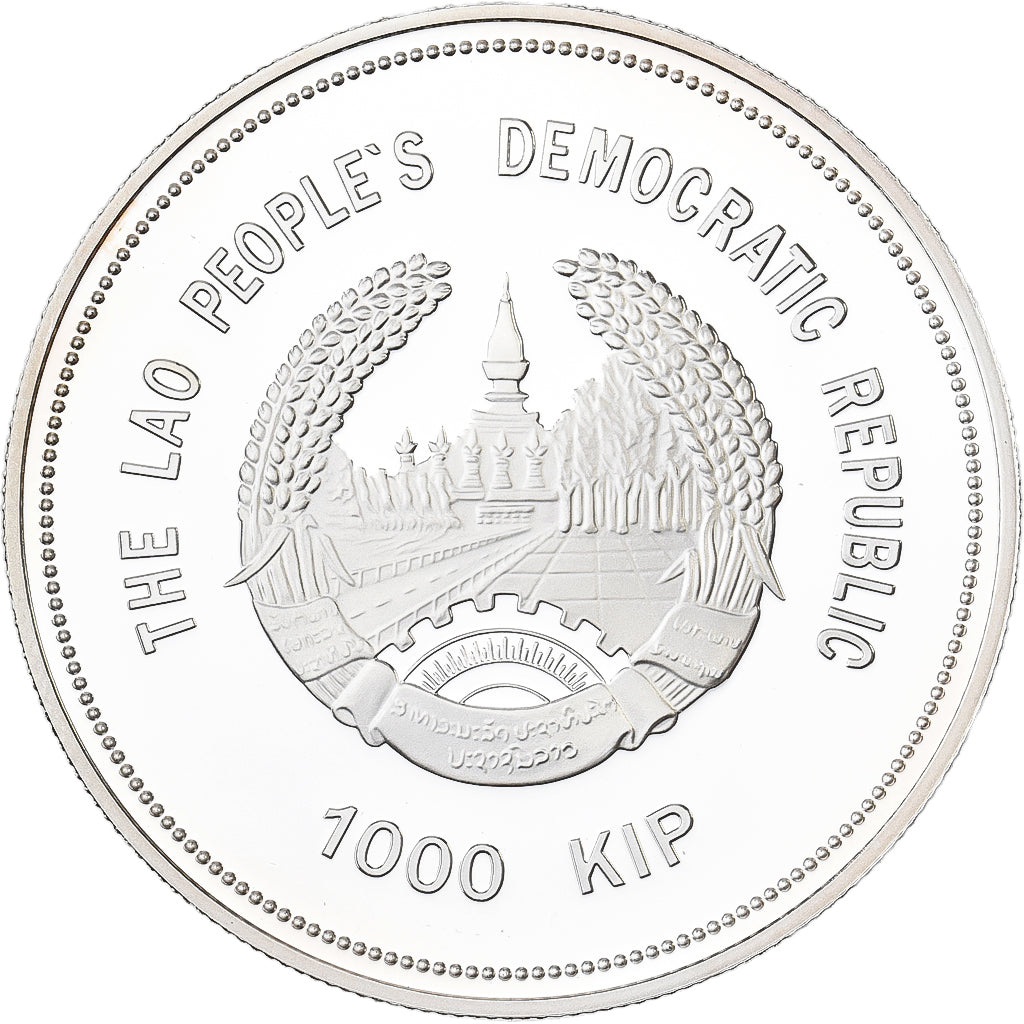 Laos, 1000 Kip, Panthera Tigris, 2014, F15, Silver, MS(65-70)