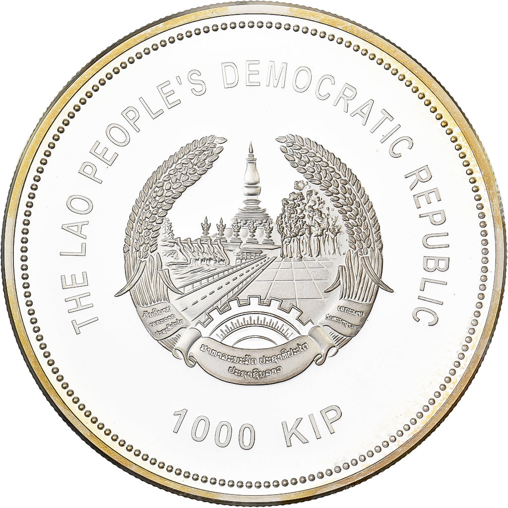 Laos, 1000 Kip, Panthera Tigris, 2015, F15, Silver, MS(65-70)