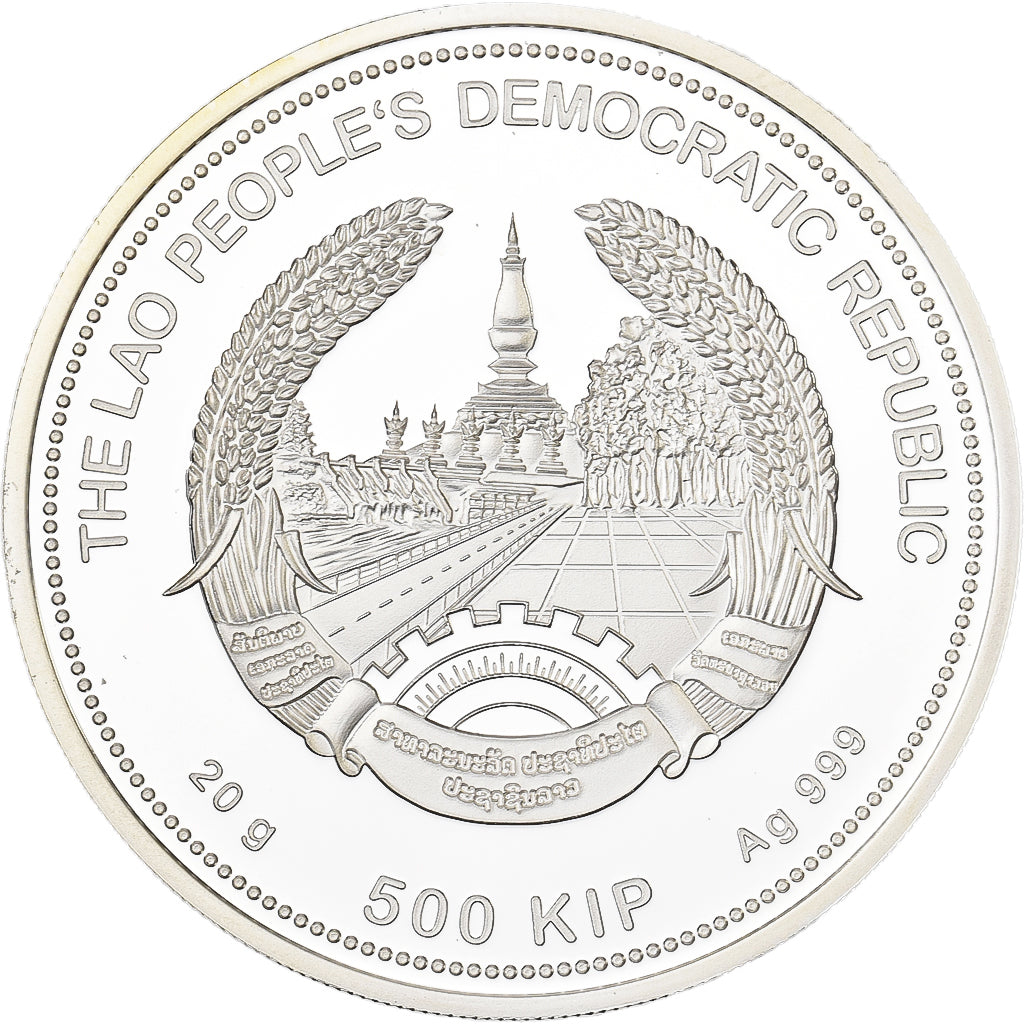 Laos, 500 Kip, Panthera Tigris, 2017, F15, Silver, MS(65-70)