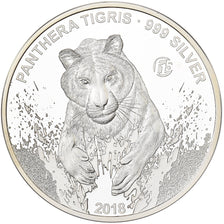 Laos, 500 Kip, Panthera Tigris, 2018, F15, Silver, MS(65-70)
