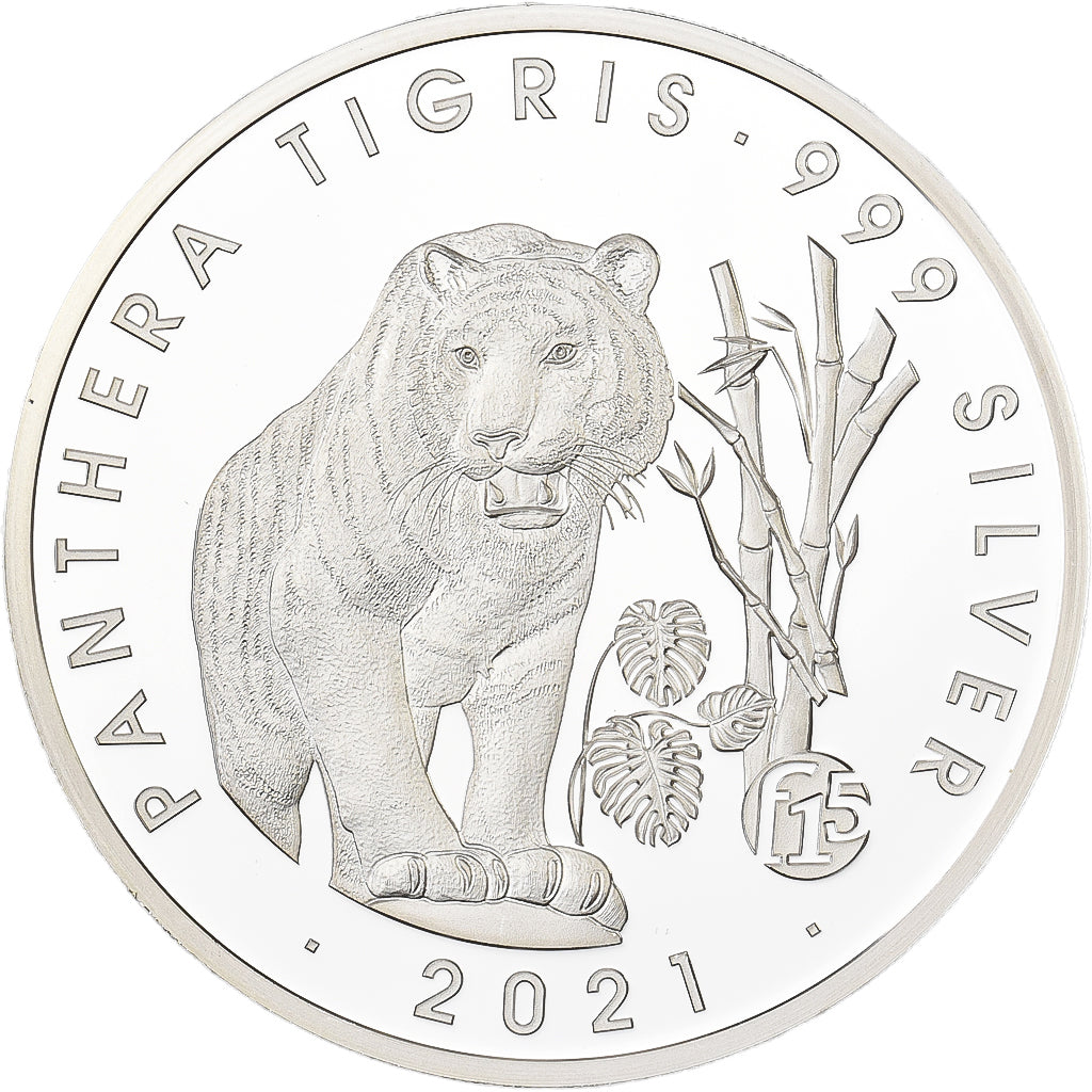 Laos, 500 Kip, Panthera Tigris, 2021, F15, Silver, MS(65-70)