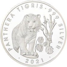Lao, 500 Kip, Panthera Tigris, 2021, F15, Plata, FDC