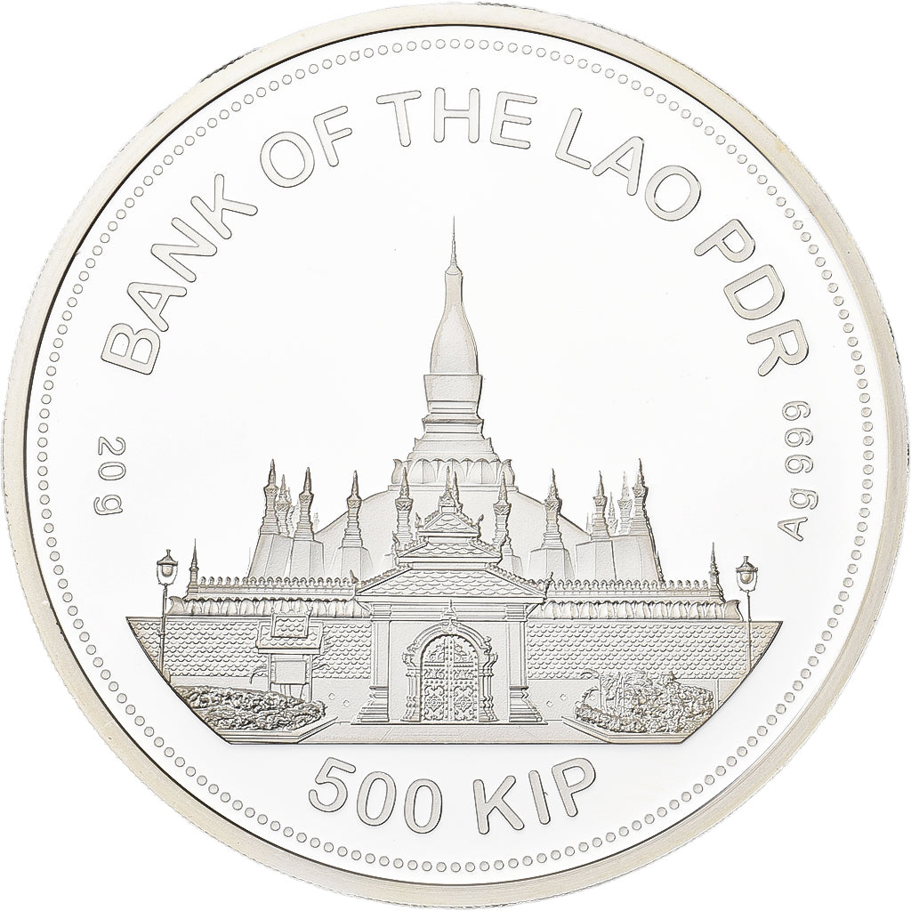 Laos, 500 Kip, Panthera Tigris, 2021, F15, Silver, MS(65-70)