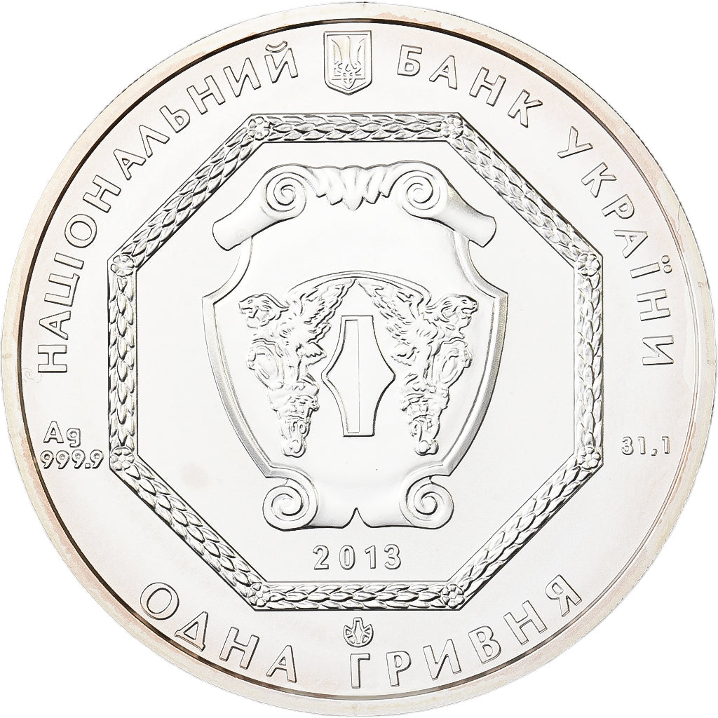 Oekraïne, 1 Hryvnia, 1 Oz, F15, 2013, Kyiv, Zilver, FDC