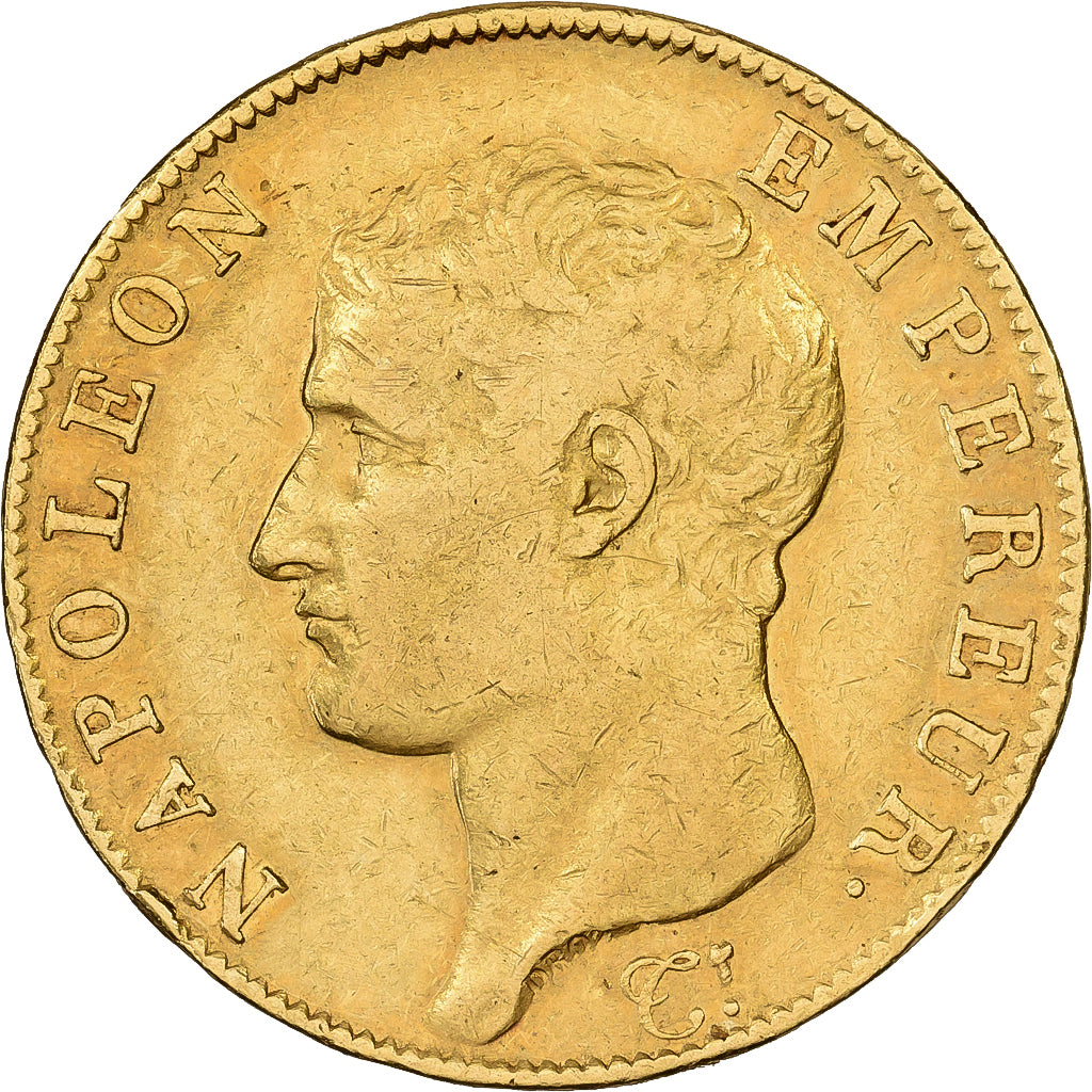 França, 40 Francs, Napoléon I, AN 13, Paris, Dourado, EF(40-45), Gadoury:1081