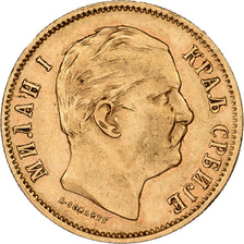 Serbia, Milan I, 10 Dinara, 1882, Vienna, Oro, MBC+, KM:16