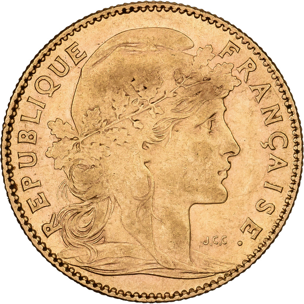 Francja, 10 Francs, Coq, 1899, Paris, Złoto, AU(50-53), Gadoury:1017
