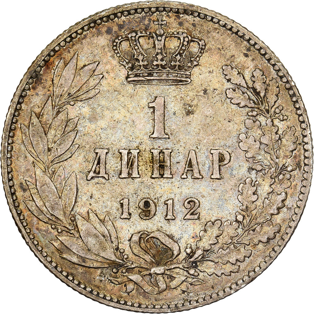 Serbia, Peter I, Dinar, 1912, Argento, BB, KM:25.1