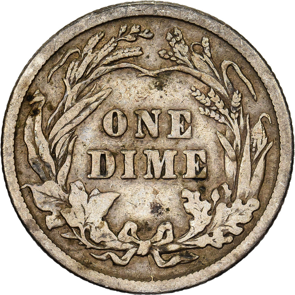 États-Unis, Dime, Barber, 1914, Philadelphie, Argent, TB+