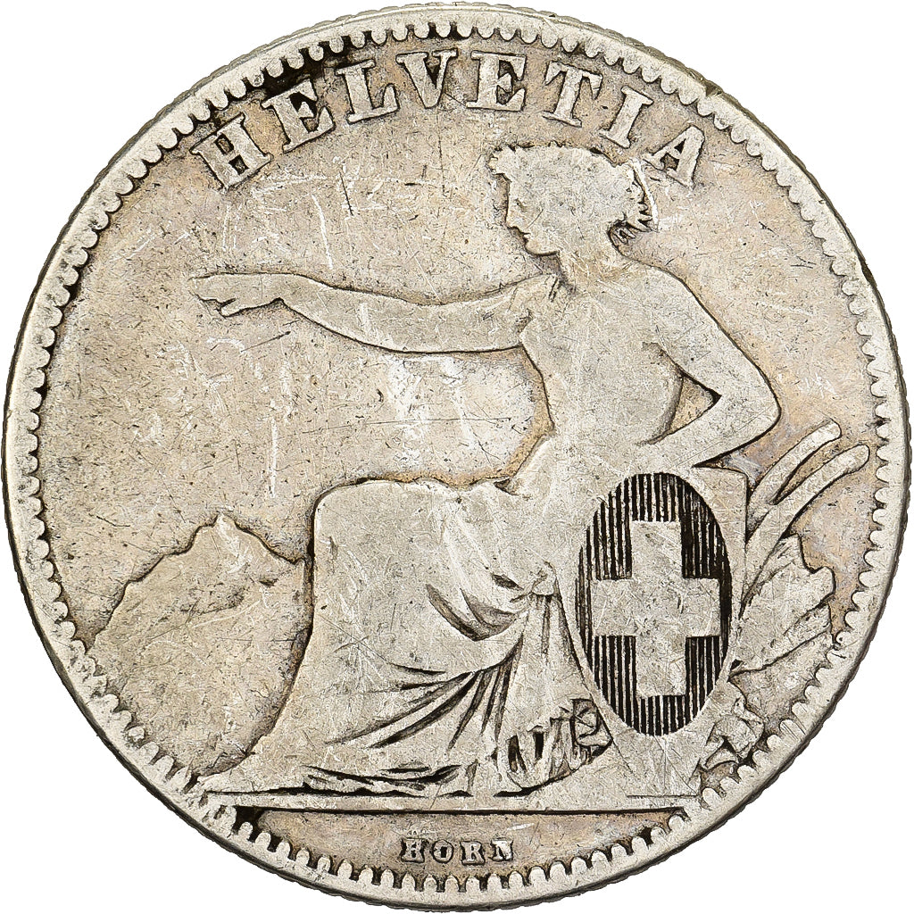 Svizzera, 2 Francs, 1860, Bern, Argento, B+