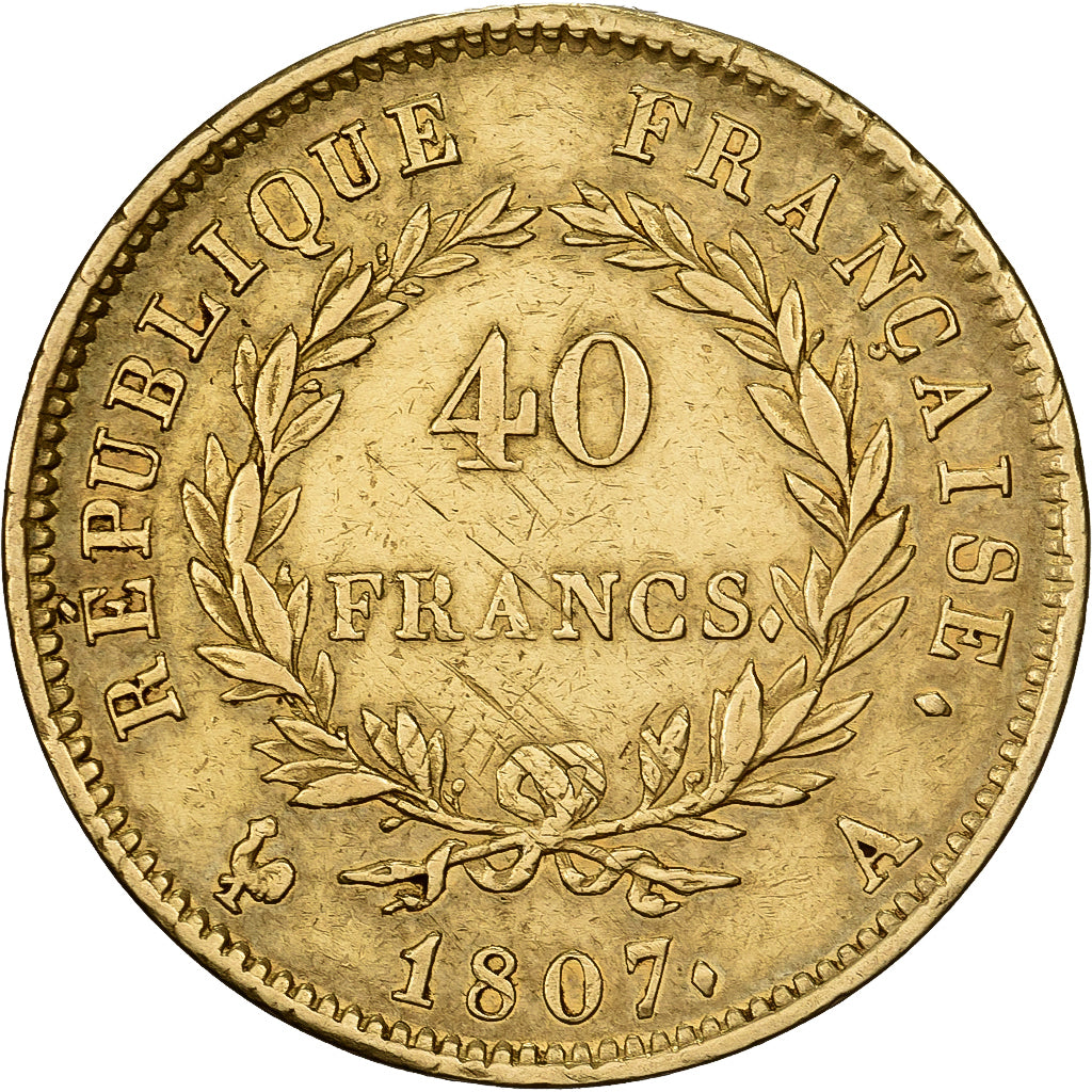 Frankrijk, 40 Francs, Napoléon I, 1807, Paris, Goud, FR+, Gadoury:1082a