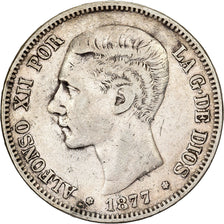 Spain, Alfonso XII, 5 Pesetas, 1877, Madrid, Silver, VF(30-35), KM:676
